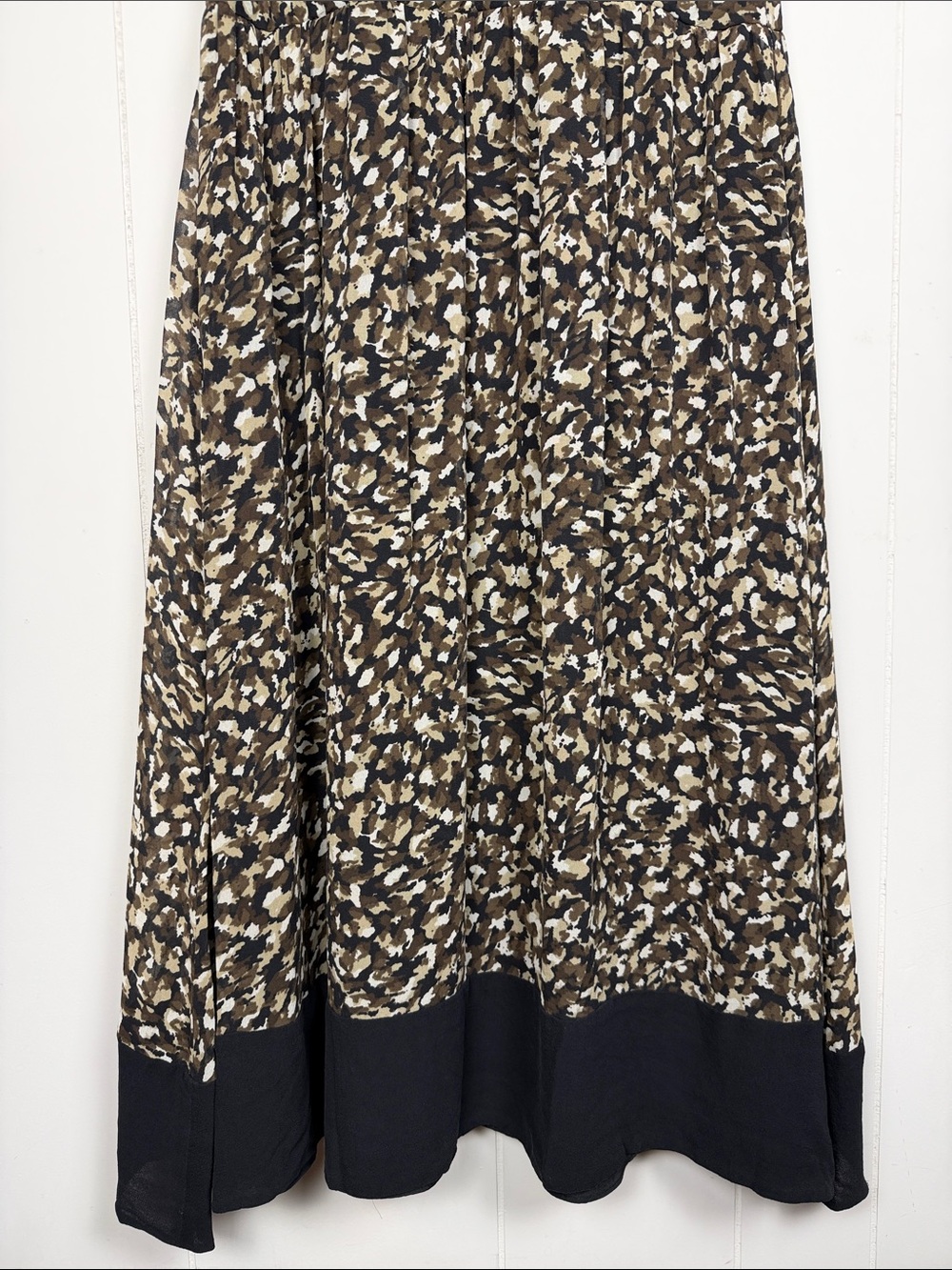 Talbots Pure Silk Vintage Faux Wrap Abstract Camo Print Midi Dress Size 10 - Picture 3 of 15